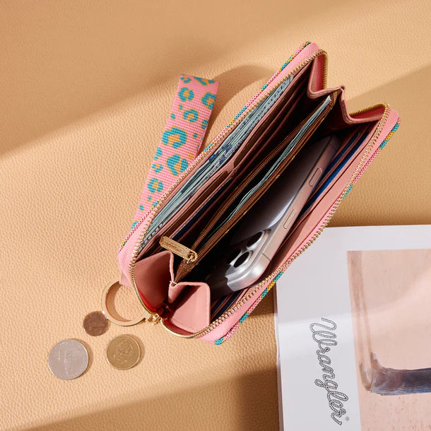 Wrangler Pink Leopard Wristlet Wallet