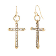 Dangle Cross with Stones Earrings