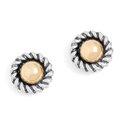 Silver Rope with Gold Stud Stud Earrings