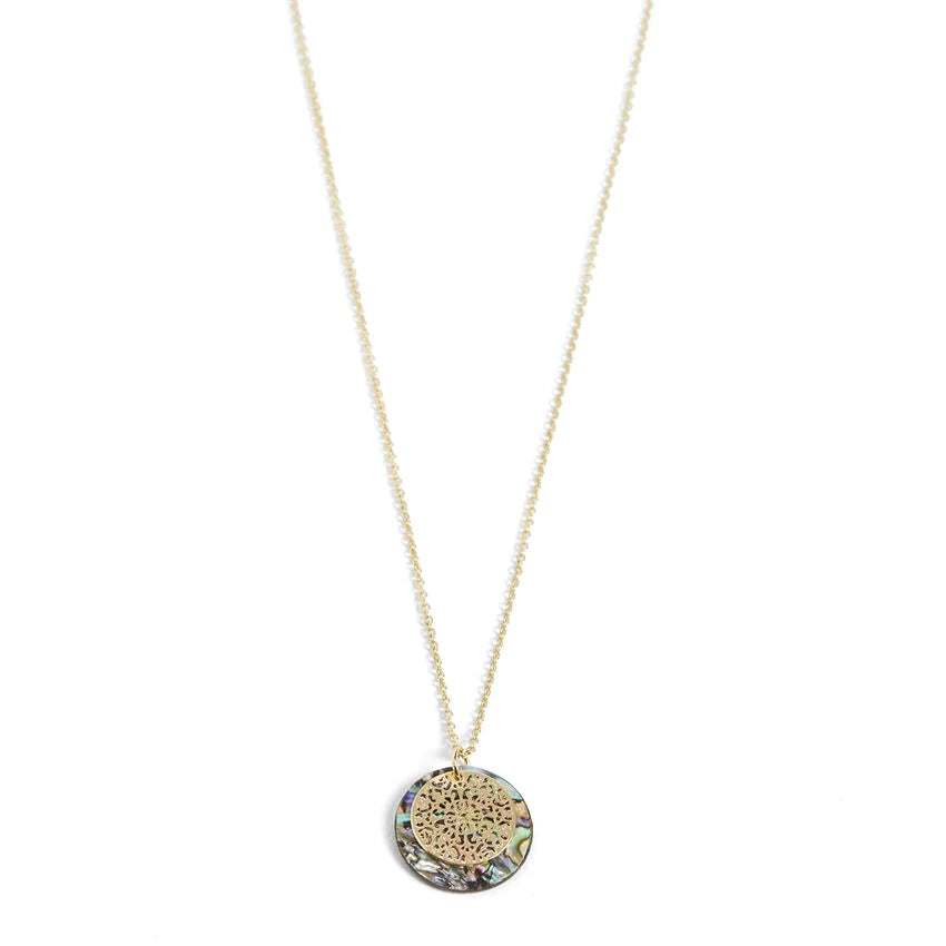 Abalone w/ Gold Design Necklace