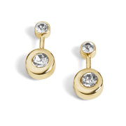 Gold Two Circle Drop Stud Earrings