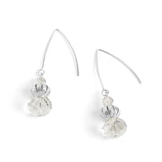 Silver Dangle Faceted Bead Earrings