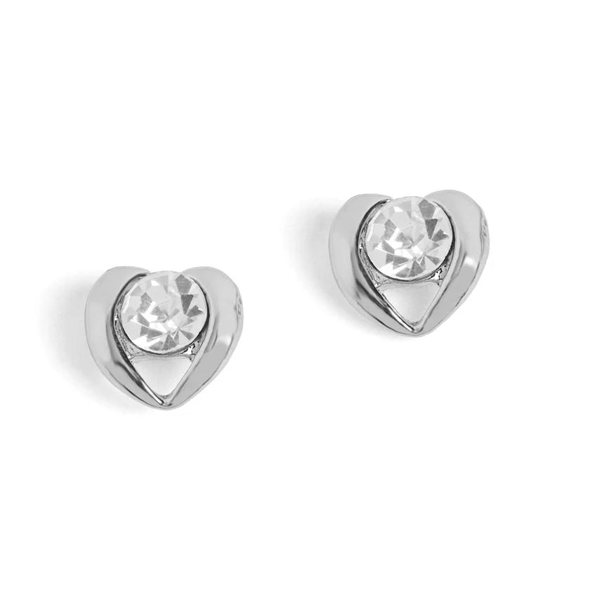 Jeweled Heart Stud Earrings