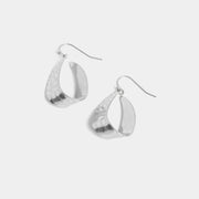 Silver Flat Hammered Teardrop Earring