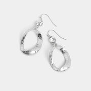 Silver Hammered Twisted Oval Earrings