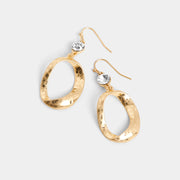 Gold Hammered Twisted Oval Earrings