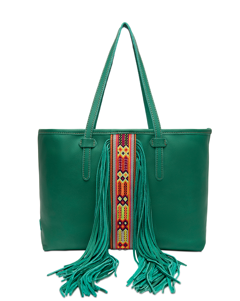 Teal Fringe Breezy Tote