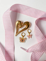 Pink Gingham & Cherries Shoe Charm & Laces Set