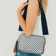 Willow Navy Check Woven Camera Crossbody