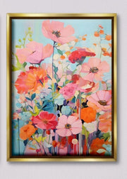 Blue Contemporary Flowers Framed Art