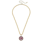 Texas A&M Pave Button Necklace