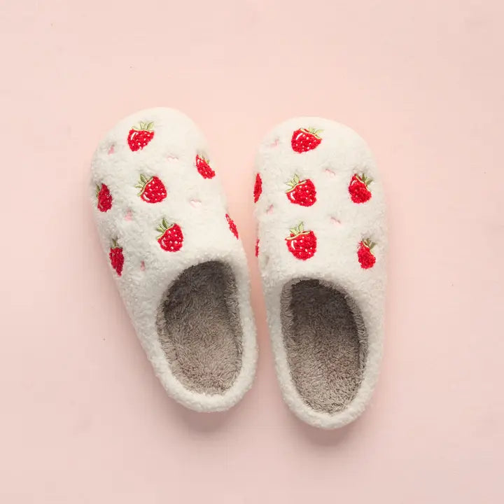 Strawberry Fuzzy Slippers