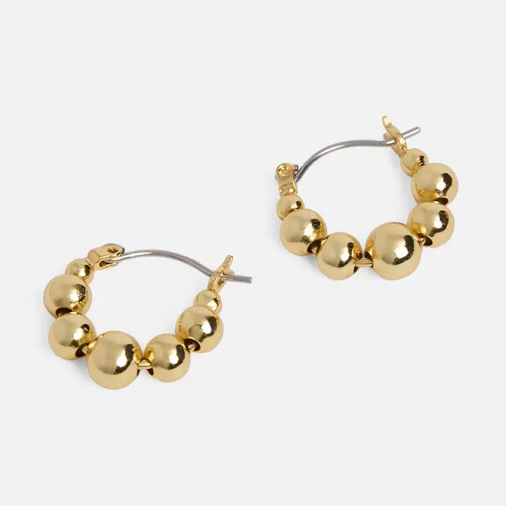 Gold Beaded Huggie Hoops