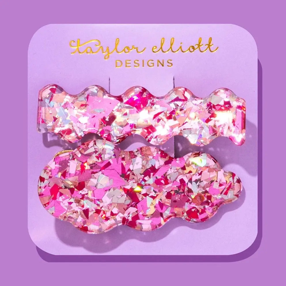 2pc Pink Confetti Clip Set