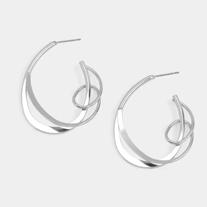 Silver Cursive Hoops