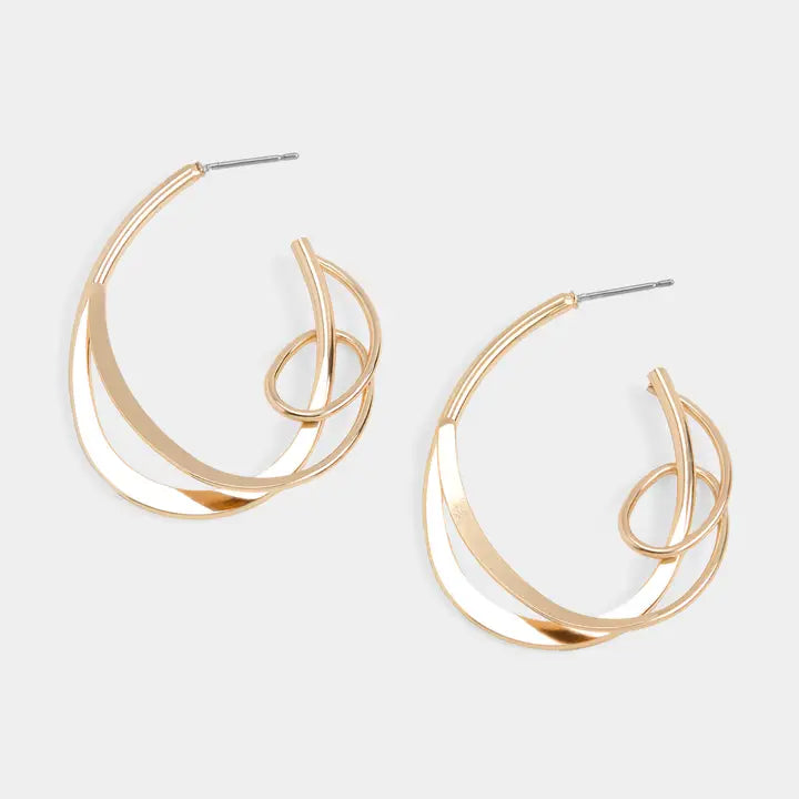 Gold Cursive Hoops
