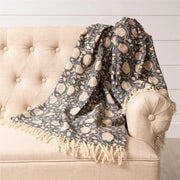 Navy Floral Throw