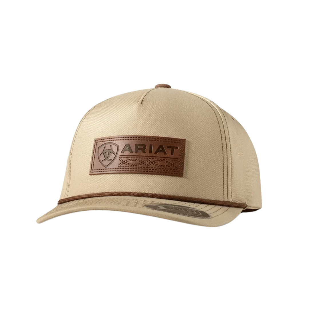 Ariat Khaki Leather Patch Cap