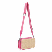 Jessa Pink Straw Crossbody