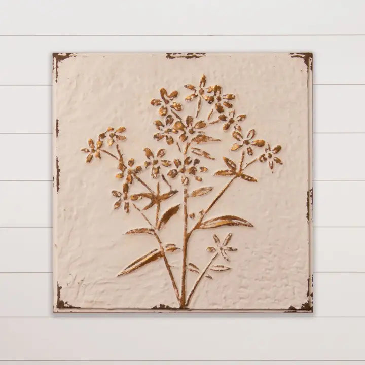 Embossed Gold Wildflower Wall Art