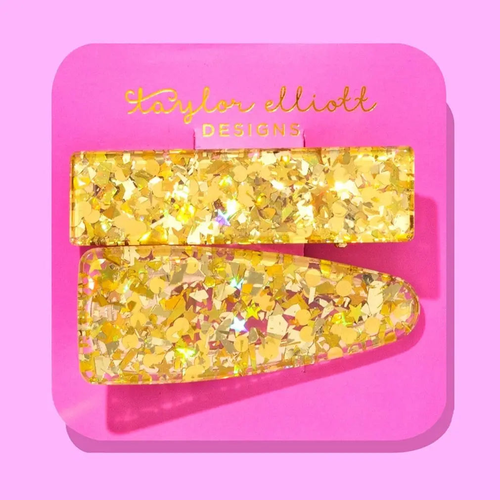 2pc Gold Confetti Clip Set