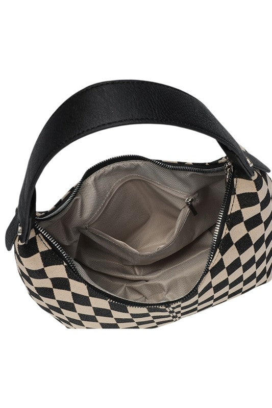 Taite Brown Checkered Shoulder Bag
