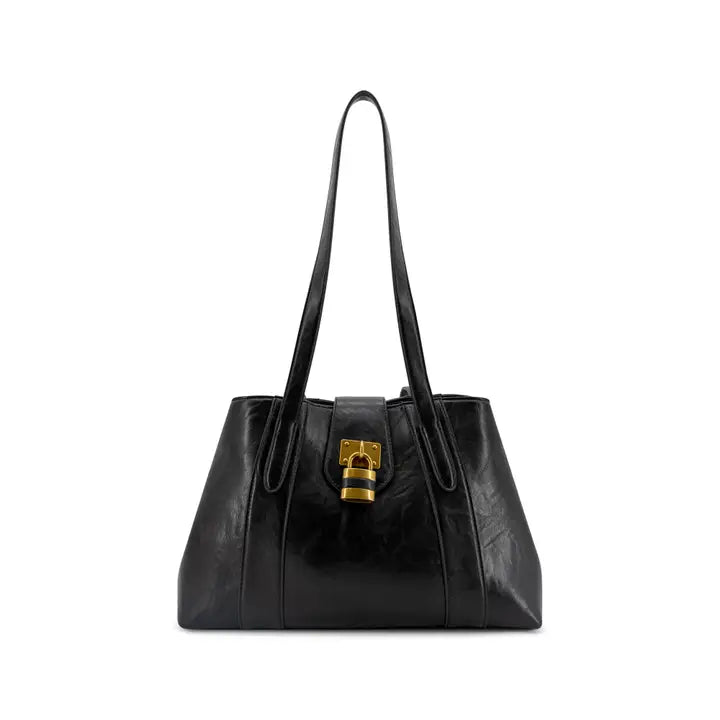 Fiora Signature Lock Handbag - Black