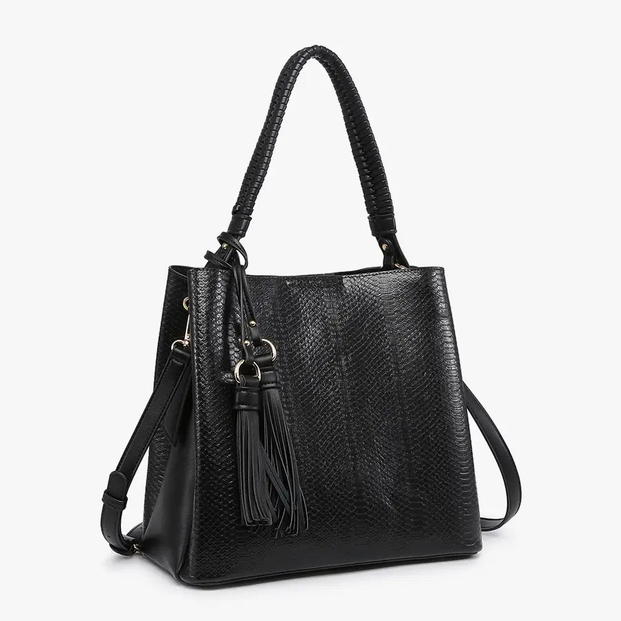 Olivia Black Snake Satchel