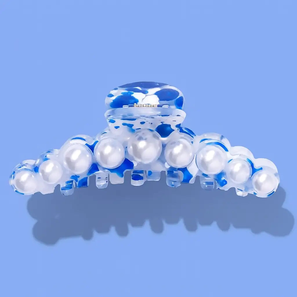 Blue & White Pearl Claw Clip