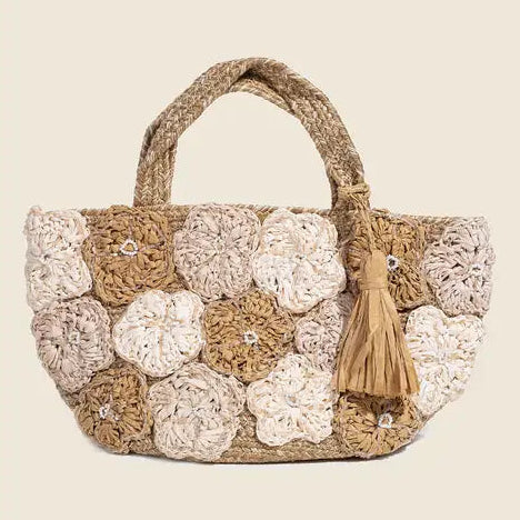 Fresh Floral Mini Jute Tote