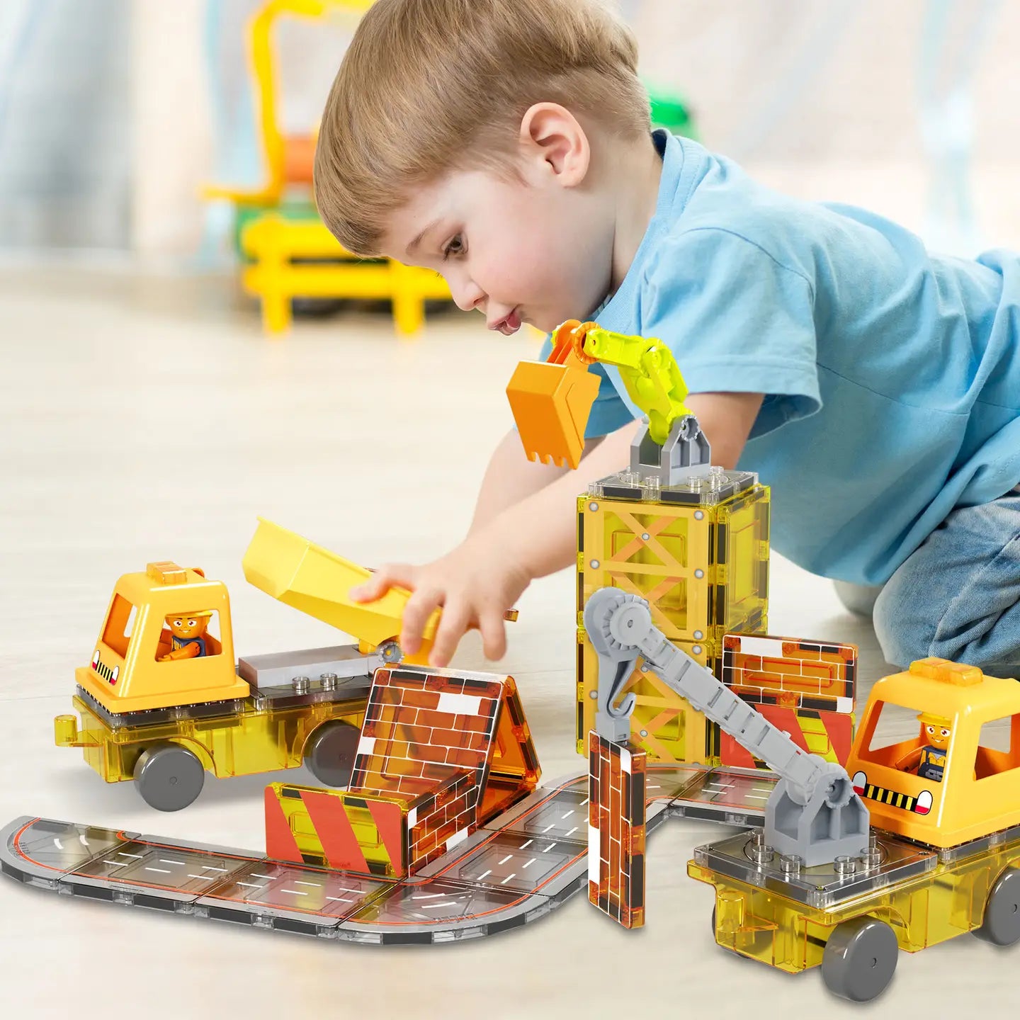 50pc Construction 5-in-1 Building Tiles Set