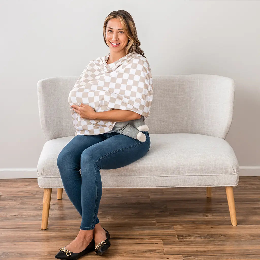 Taupe Checkered Mom Boss