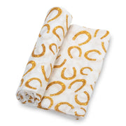 Lucky Horseshoe Muslin Swaddle