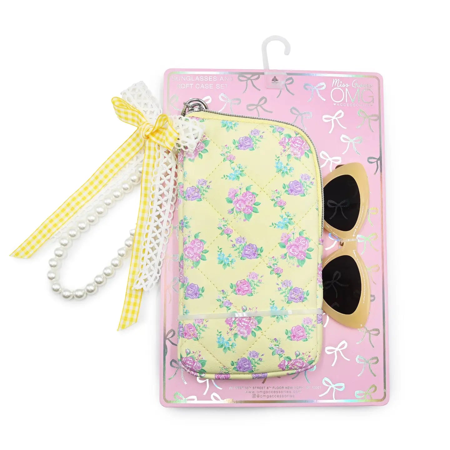 Yellow Floral Sunglasses & Wristlet