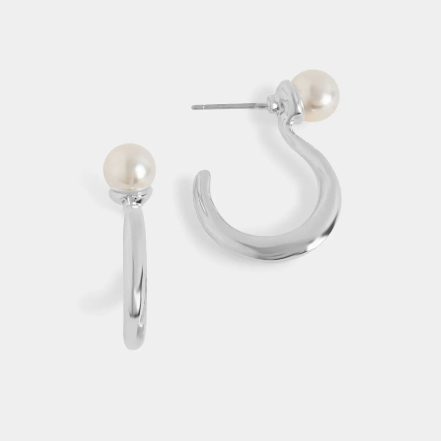 Silver Pearly Question Hoops