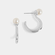 Silver Pearly Question Hoops