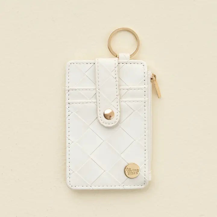 White Woven Keychain Wallet