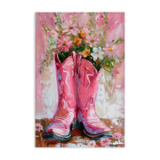 Pink Cowgirl Boots Canvas Art
