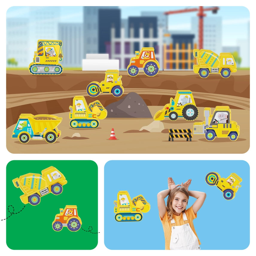 8pc Construction Magnetic Action Figures