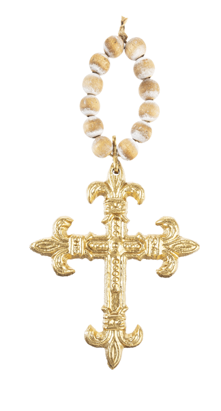 Gold Beaded Cross Hanger