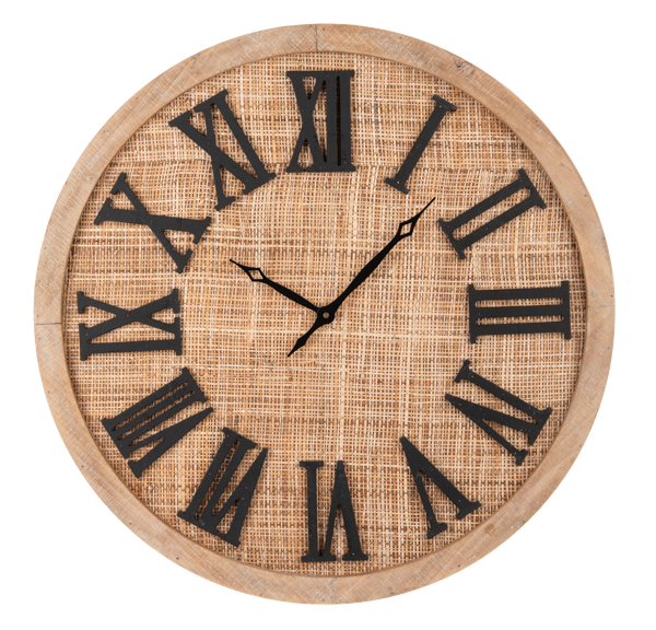 Round Natural Woven Wall Clock