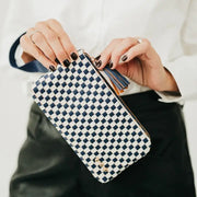 Emma Navy Check Wristlet