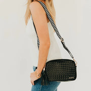 Willow Black Woven Camera Crossbody