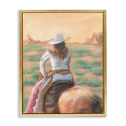 Cowgirl In Chaps Framed Canvas Art