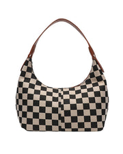 Taite Brown Checkered Shoulder Bag