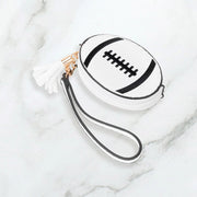 Football Zip Wristlet - White