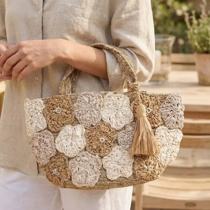 Fresh Floral Mini Jute Tote