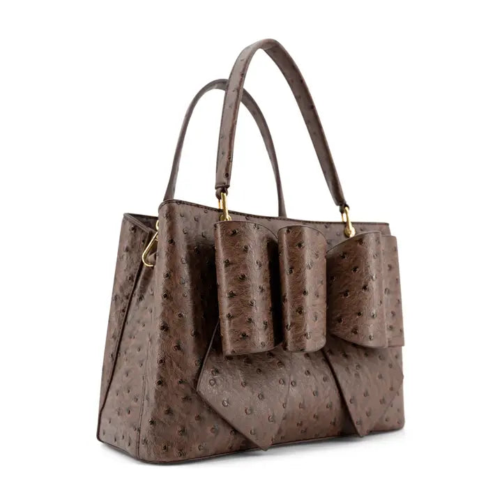 Remi Brown Ostrich Bow Satchel