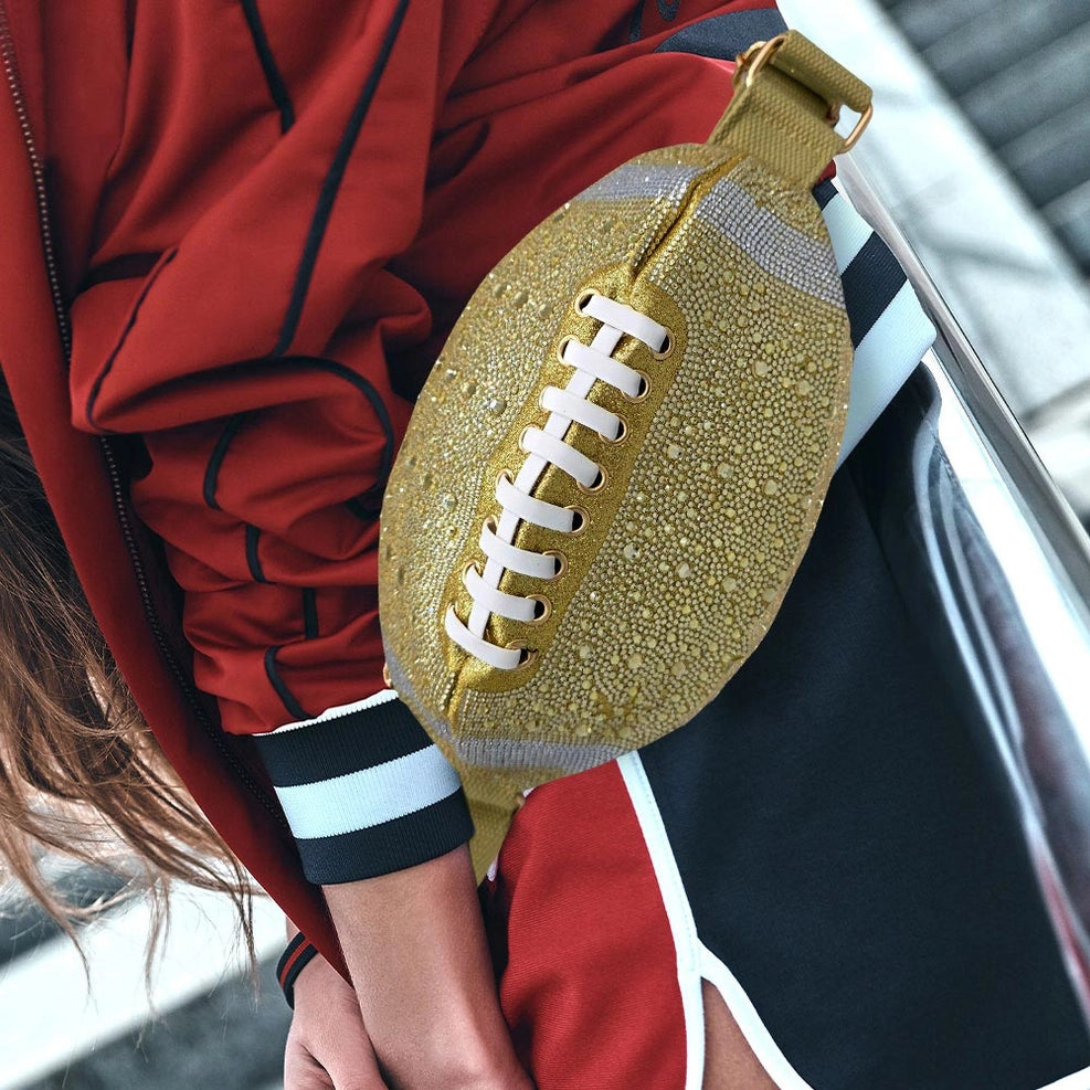 Gold Bling Football Fanny Pack