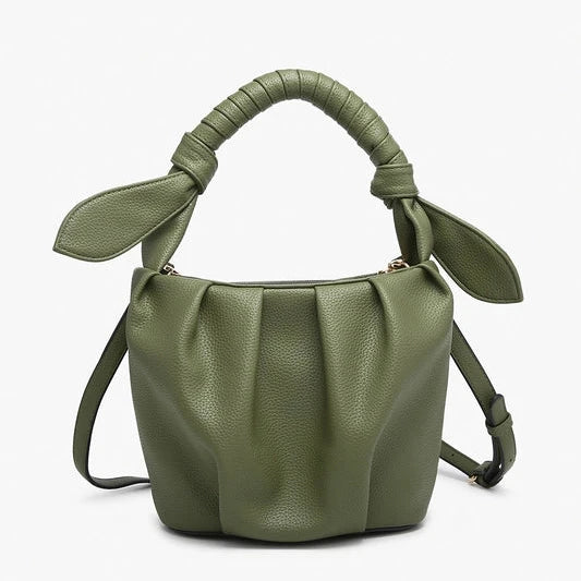 Lacey Olive Pleated Bucket Bag